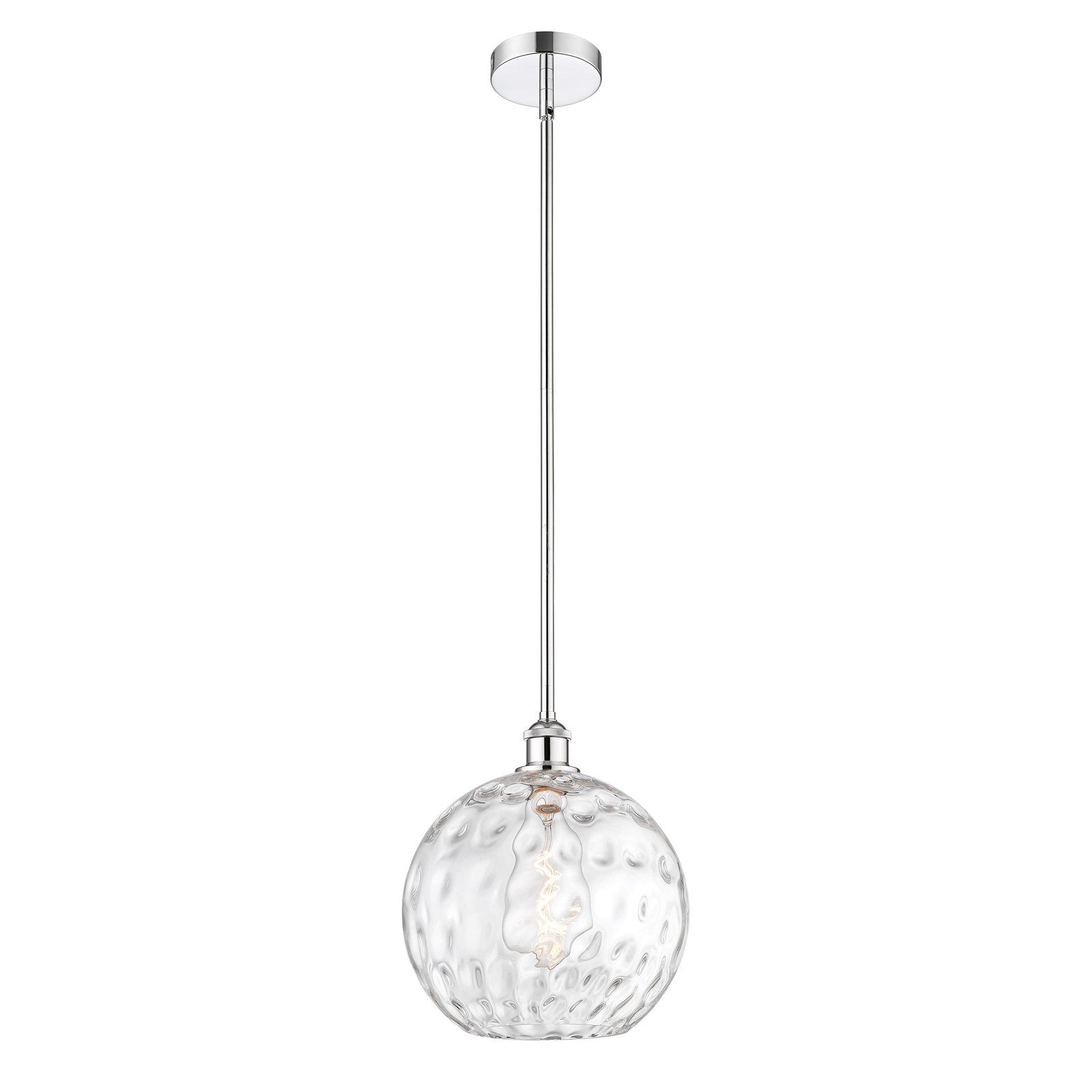 Innovations Athens Water Glass 12in 1-Light Mini Pendant | Industrial Polished Chrome Steel and Clear Glass | Kitchen Island & | Model 616-1S-PC-G1215-12