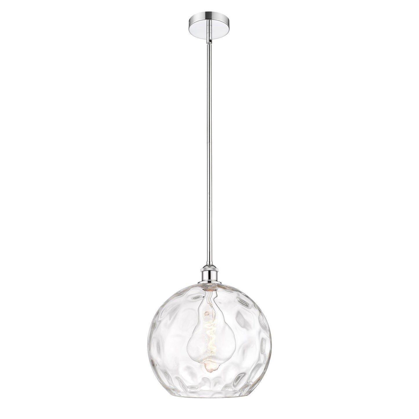 Innovations Athens Water Glass 13in 1-Light Pendant | Industrial Polished Chrome Steel and Clear Glass | Kitchen Island & | Model 616-1S-PC-G1215-14-LED
