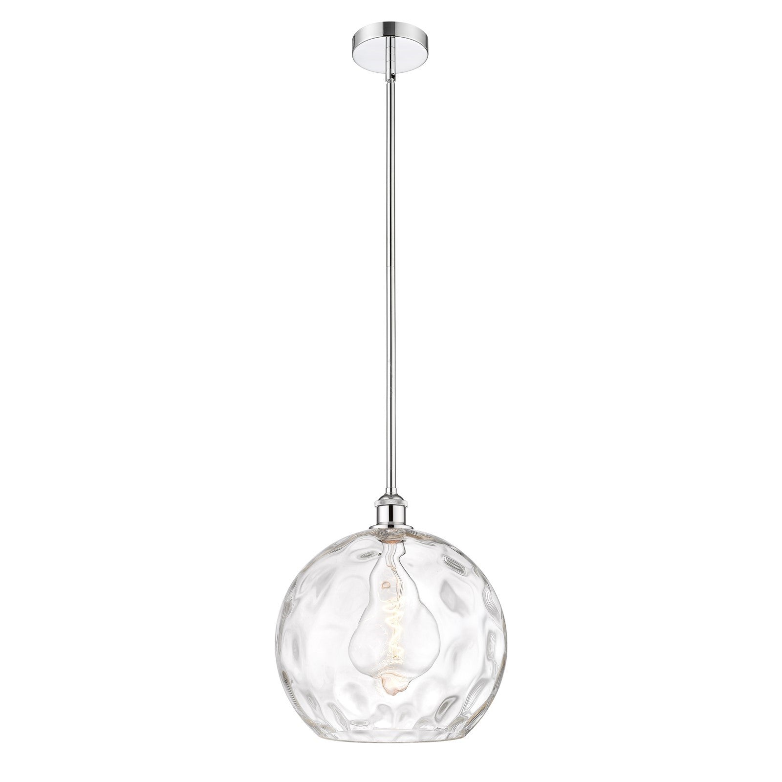 Innovations Athens Water Glass 13in 1-Light Pendant | Industrial Polished Chrome Steel and Clear Glass | Kitchen Island & | Model 616-1S-PC-G1215-14-LED