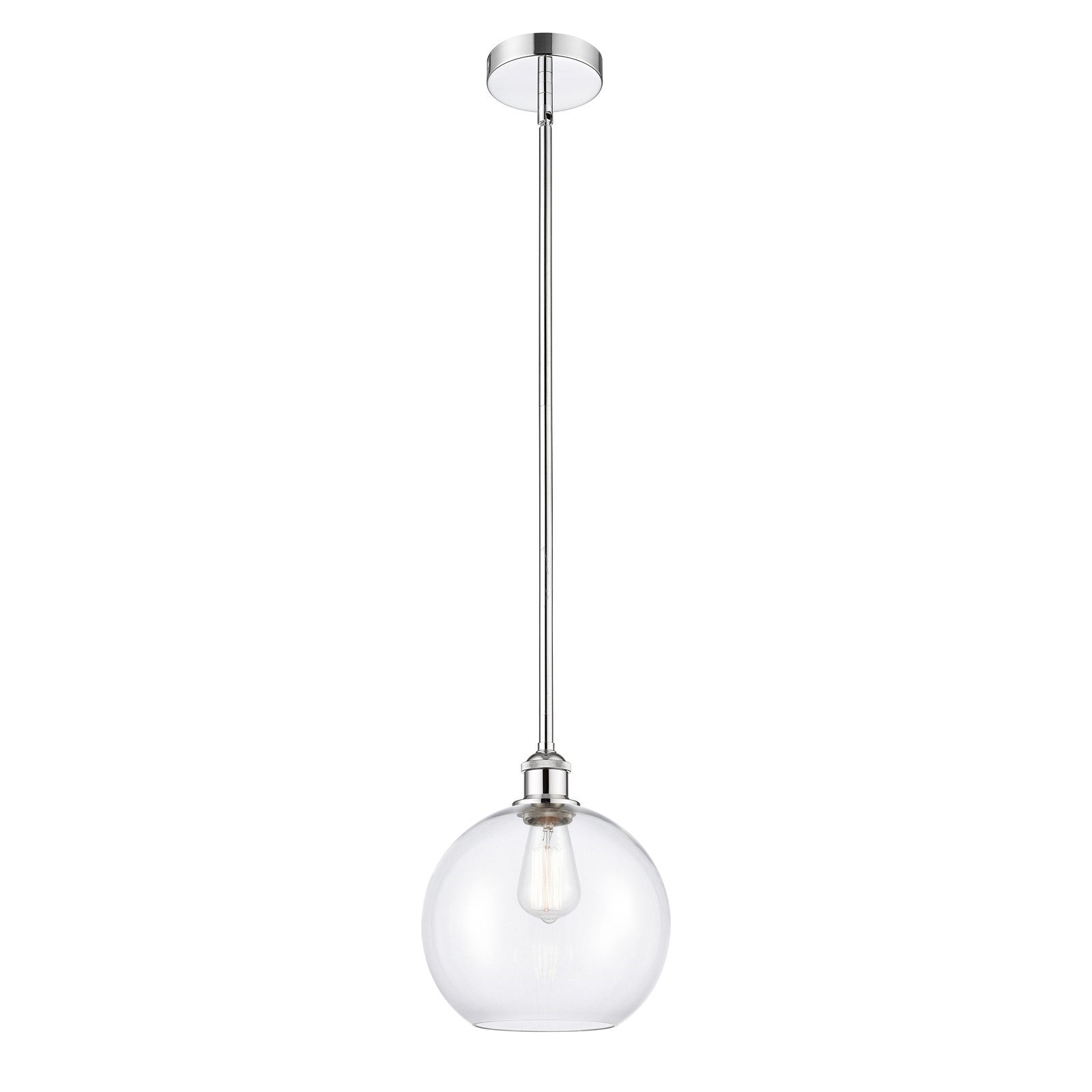 Innovations Athens 10in 1-Light Mini Pendant | Industrial Polished Chrome Steel and Clear Glass | Kitchen Island & Dining Room | Model 616-1S-PC-G122-10