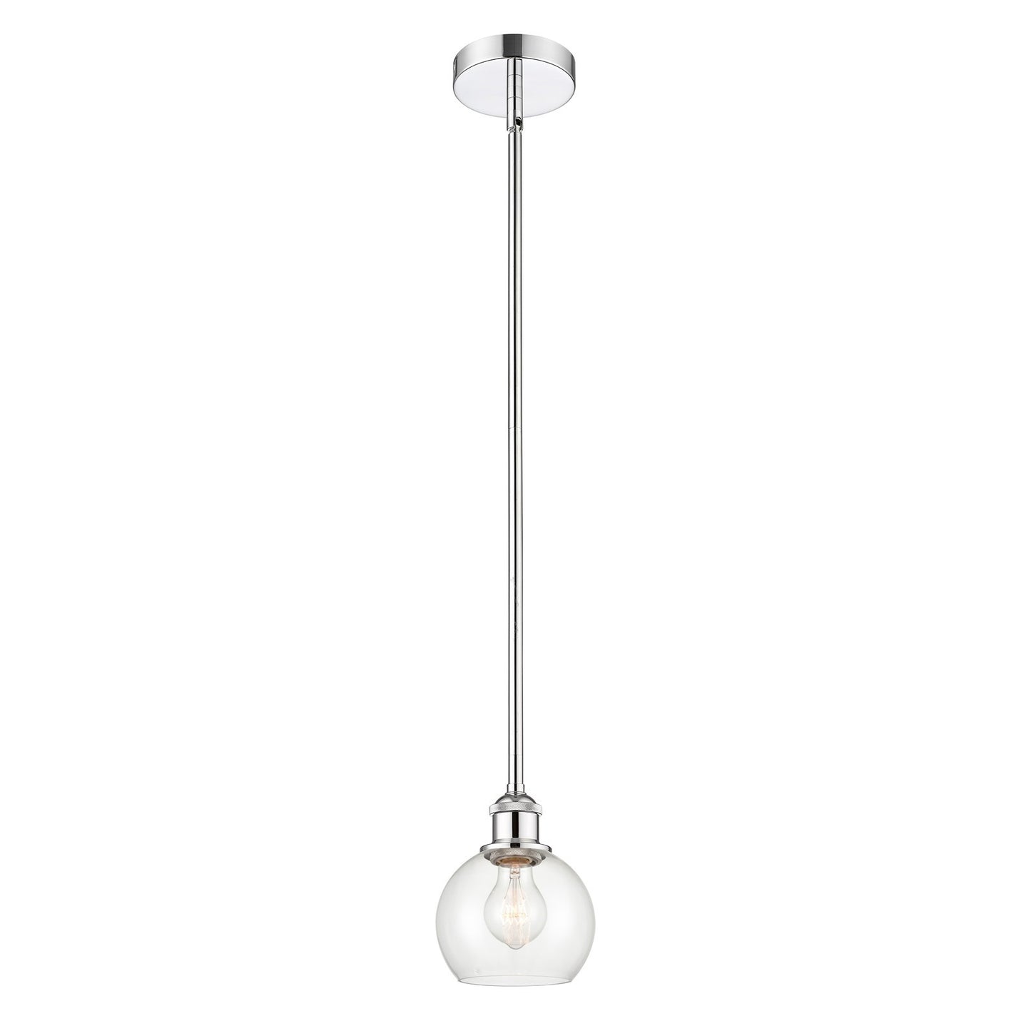 Innovations Athens 6in 1-Light Mini Pendant | Industrial Polished Chrome Steel and Clear Glass | Kitchen Island & Dining Room | Model 616-1S-PC-G122-6