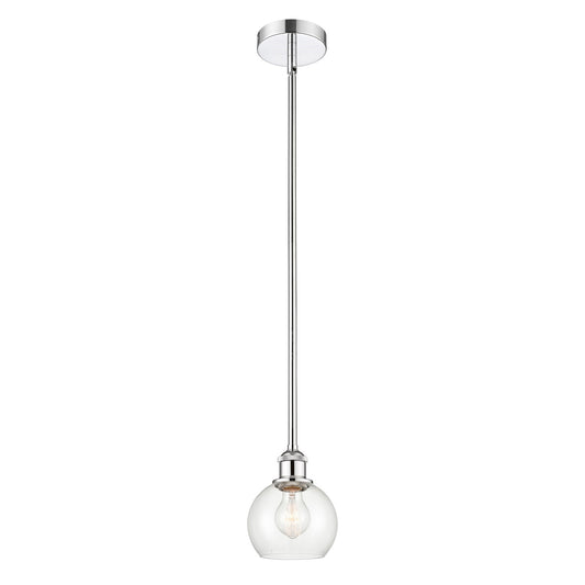 Innovations Athens 6in 1-Light Mini Pendant | Industrial Polished Chrome Steel and Clear Glass | Kitchen Island & Dining Room | Model 616-1S-PC-G122-6