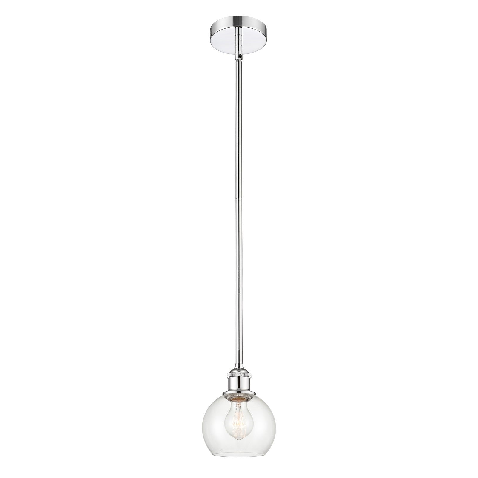 Innovations Athens 6in 1-Light Mini Pendant | Industrial Polished Chrome and Clear Glass | Kitchen Island & Dining Room | Model 616-1S-PC-G122-6-LED