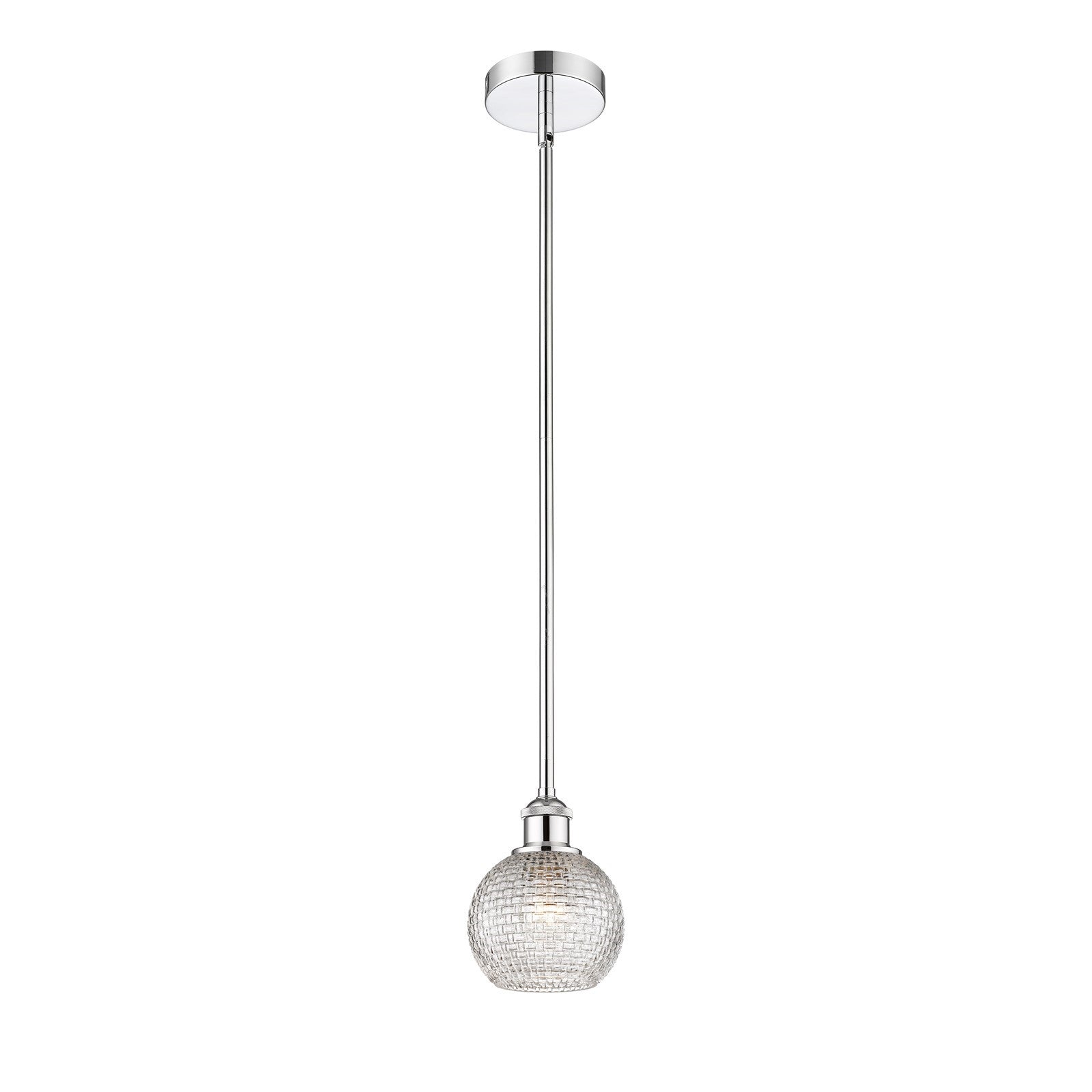 Innovations Athens 6in 1-Light Mini Pendant | Modern Farmhouse Polished Chrome and Clear Basket Weave Glass | Kitchen Island & | Model 616-1S-PC-G122C-6CL