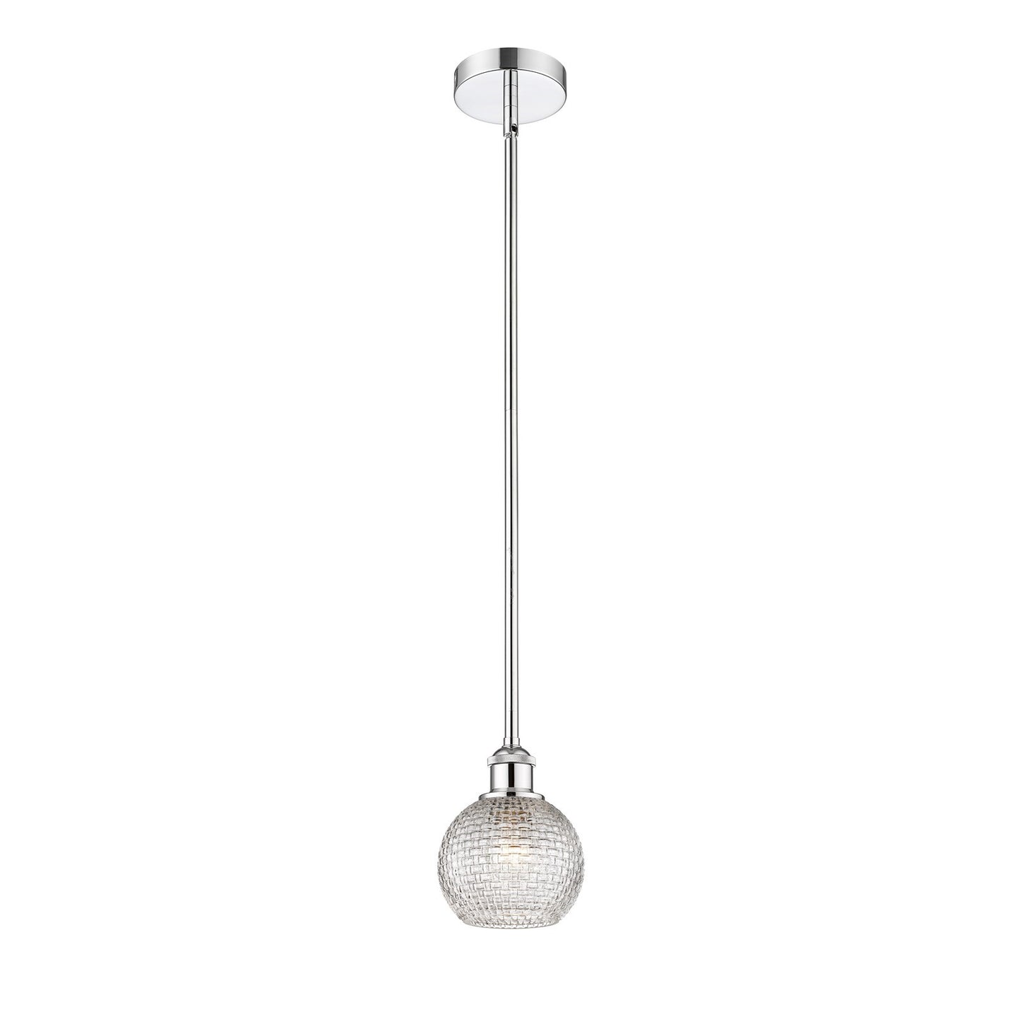 Innovations Athens 6in 1-Light Mini Pendant | Modern Farmhouse Polished Chrome and Clear Basket Weave Glass | Kitchen Island & | Model 616-1S-PC-G122C-6CL