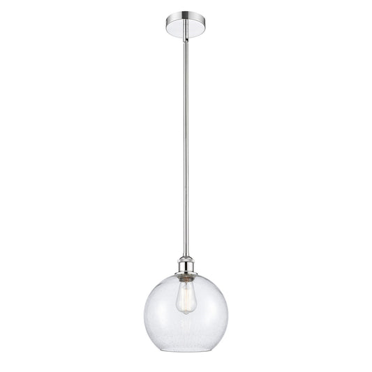 Innovations Athens 10in 1-Light Mini Pendant | Industrial Polished Chrome Steel and Seedy Glass | Kitchen Island & Dining | Model 616-1S-PC-G124-10-LED