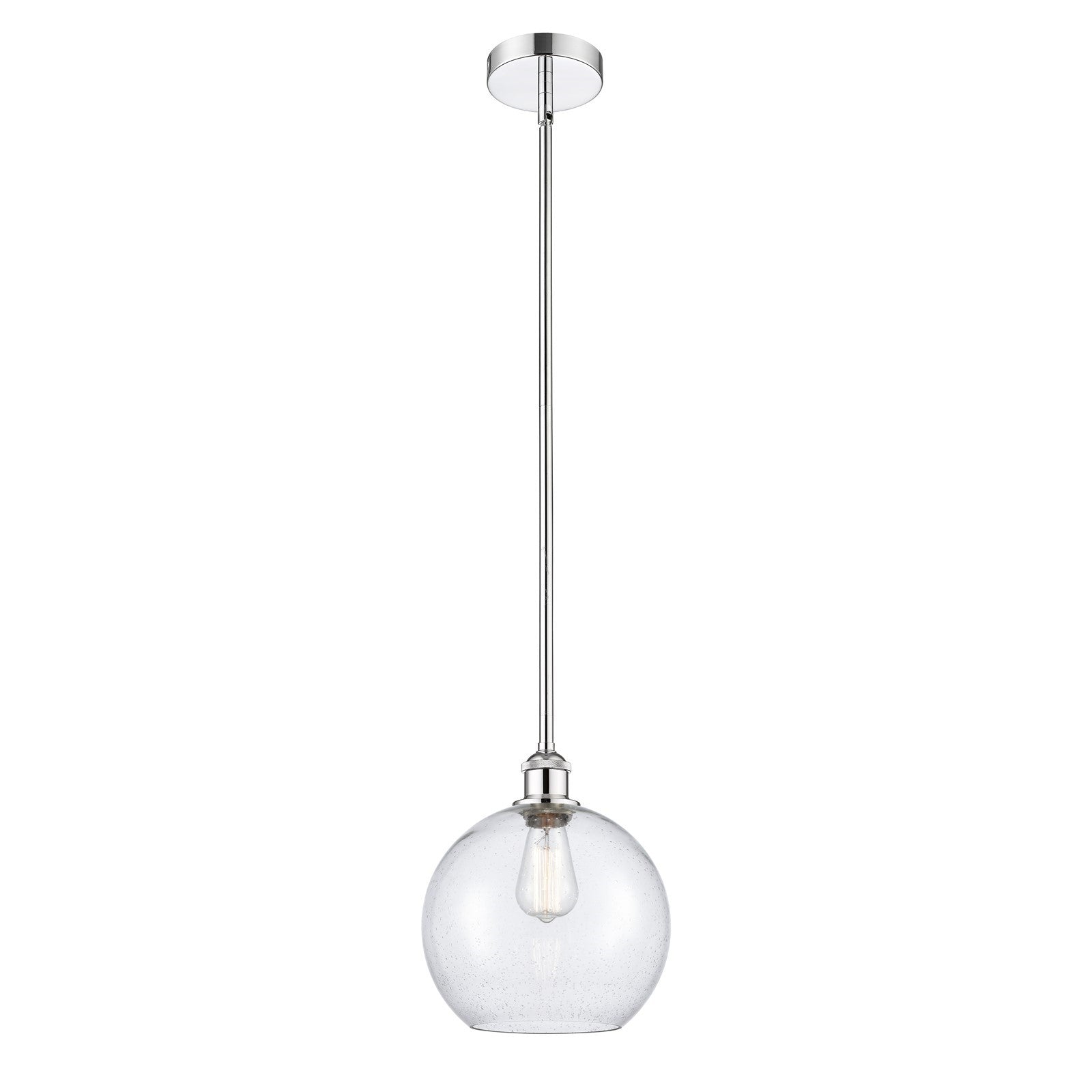 Innovations Athens 10in 1-Light Mini Pendant | Industrial Polished Chrome Steel and Seedy Glass | Kitchen Island & Dining | Model 616-1S-PC-G124-10-LED