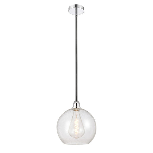 Innovations Athens 12in 1-Light Mini Pendant | Industrial Polished Chrome Steel and Seedy Glass | Kitchen Island & Dining | Model 616-1S-PC-G124-12-LED