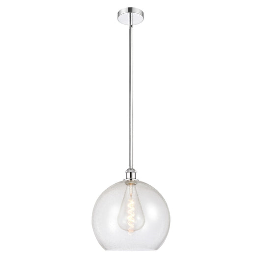 Innovations Athens 14in 1-Light Pendant | Industrial Polished Chrome Steel and Seedy Glass | Kitchen Island & Dining Room | Model 616-1S-PC-G124-14