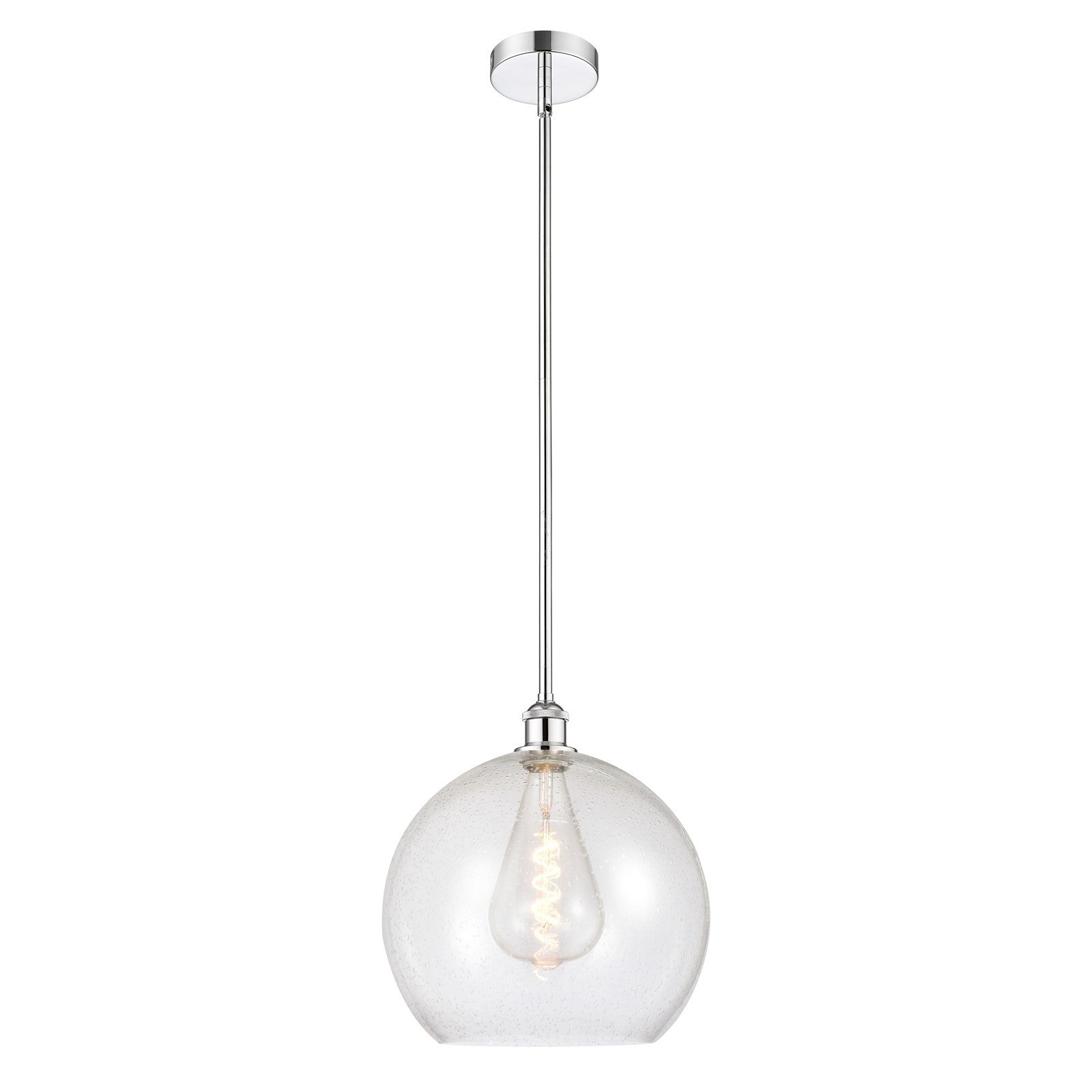 Innovations Athens 14in 1-Light Pendant | Industrial Polished Chrome Steel and Seedy Glass | Kitchen Island & Dining Room | Model 616-1S-PC-G124-14-LED