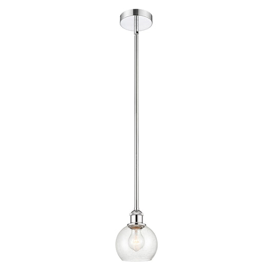 Innovations Athens 6in 1-Light Mini Pendant | Industrial Polished Chrome Steel and Seedy Glass | Kitchen Island & Dining Room | Model 616-1S-PC-G124-6-LED