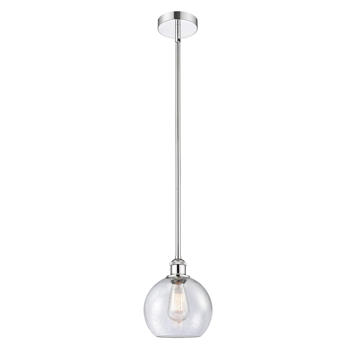 Innovations Athens 8in 1-Light Mini Pendant | Industrial Polished Chrome Steel and Seedy Glass | Kitchen Island & Dining Room | 8 | Model 616-1S-PC-G124-8