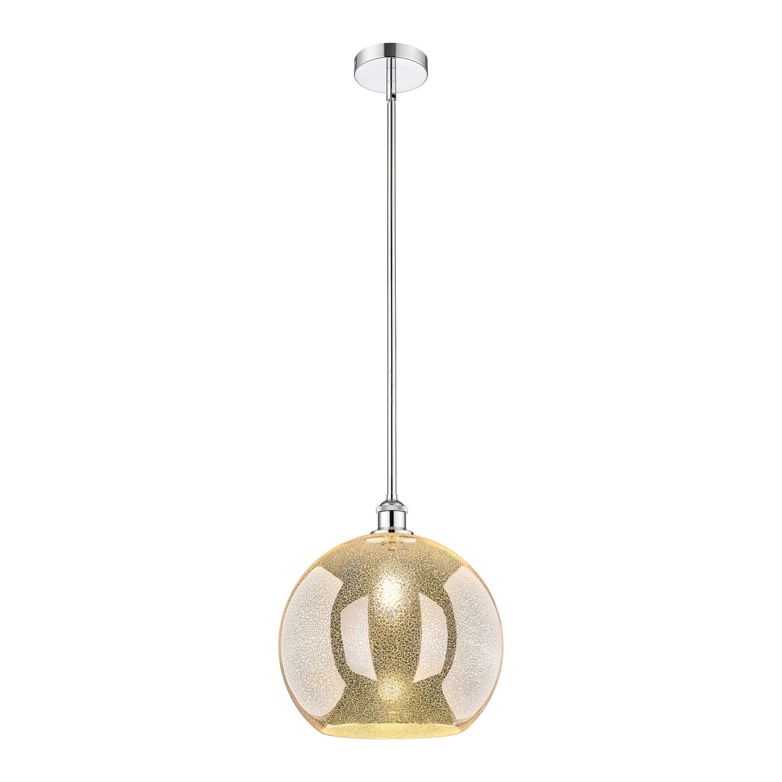 Innovations Athens 14in 1-Light Pendant | Industrial Polished Chrome Steel and Mercury Glass | Kitchen Island & Dining Room | Model 616-1S-PC-G128-14