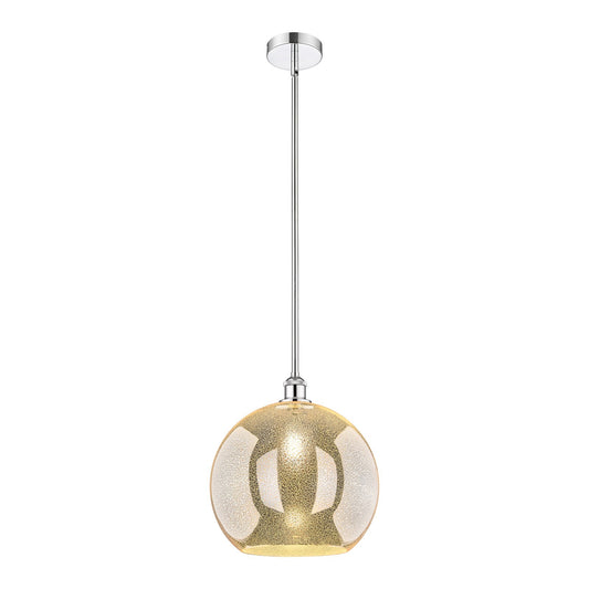 Innovations Athens 14in 1-Light Pendant | Industrial Polished Chrome Steel and Mercury Glass | Kitchen Island & Dining Room | Model 616-1S-PC-G128-14