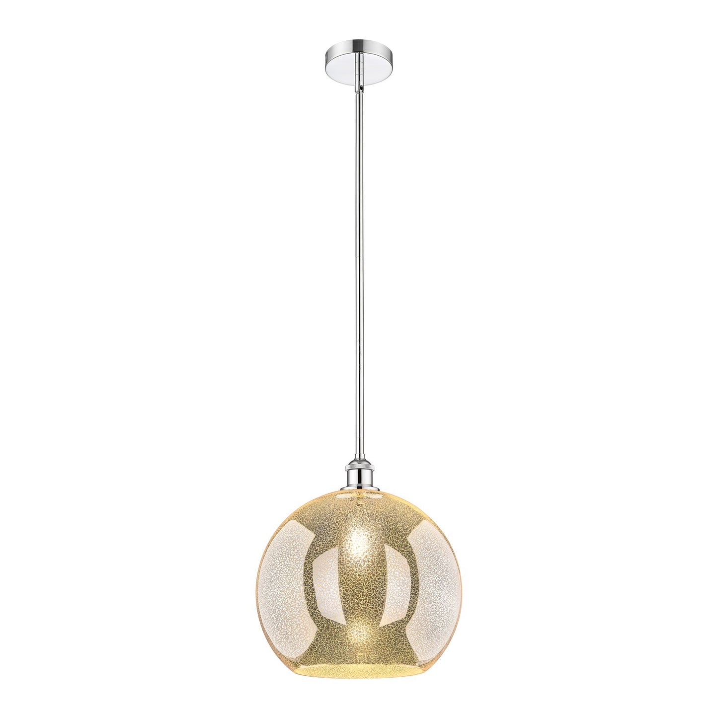 Innovations Athens 14in 1-Light Pendant | Industrial Polished Chrome Steel and Mercury Glass | Kitchen Island & Dining Room | Model 616-1S-PC-G128-14