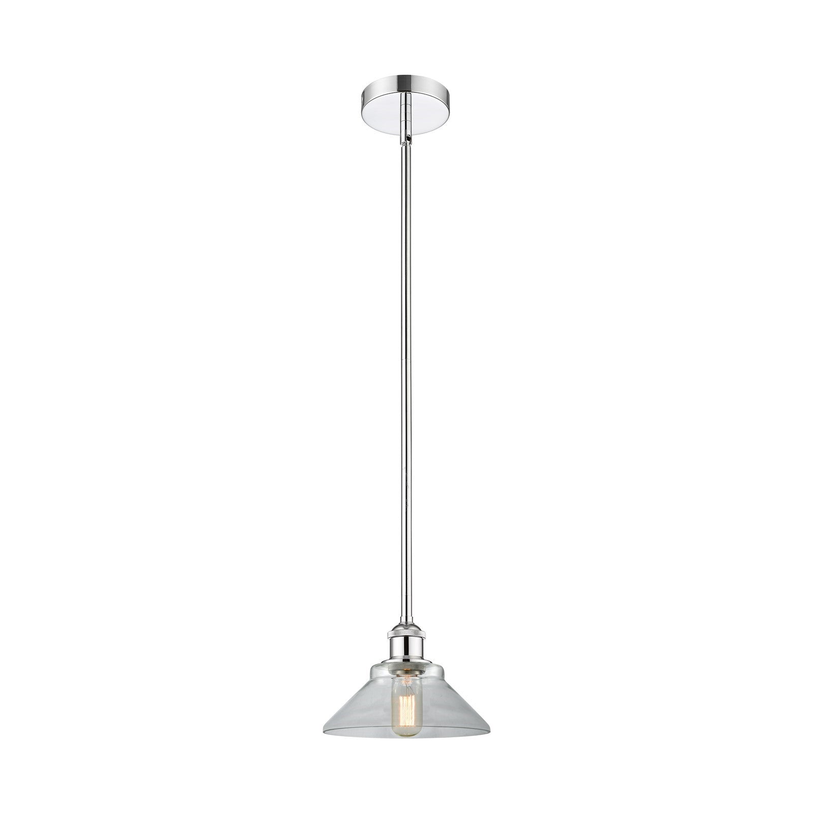 Innovations Orwell 8in 1-Light Mini Pendant | Industrial Polished Chrome Steel and Clear Glass | Kitchen Island & Dining Room | Model 616-1S-PC-G132