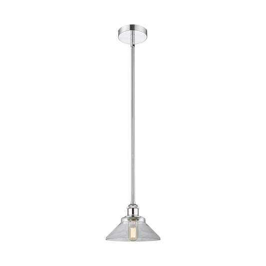Innovations Orwell 8.38in 1-Light Mini Pendant | Industrial Polished Chrome Steel and Clear Glass | Kitchen Island & Dining | Model 616-1S-PC-G132-LED