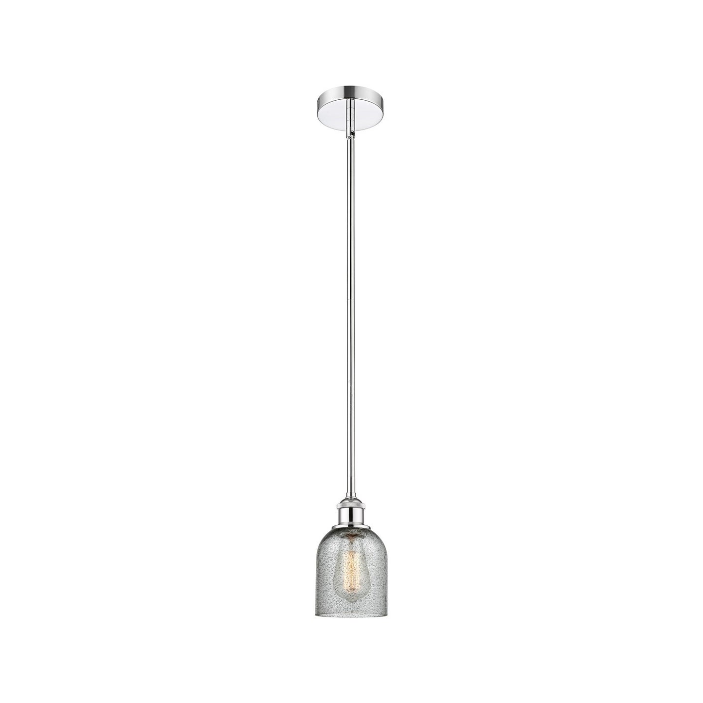 Innovations Caledonia 5in 1-Light Mini Pendant | Industrial Polished Chrome and Charcoal Glass | Kitchen Island & Dining Room | Model 616-1S-PC-G257-LED