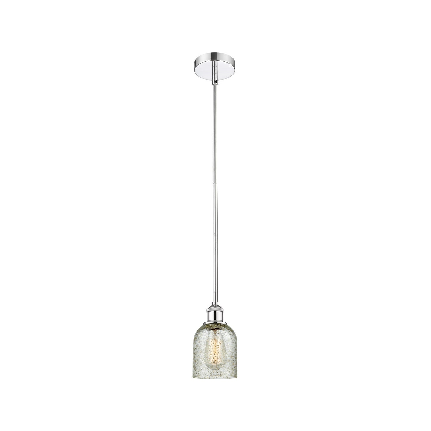 Innovations Lighting Caledonia 5in 1-Light Mini Pendant | Industrial Polished Chrome and Mica Glass | Kitchen Island & Dining Room | Model 616-1S-PC-G259