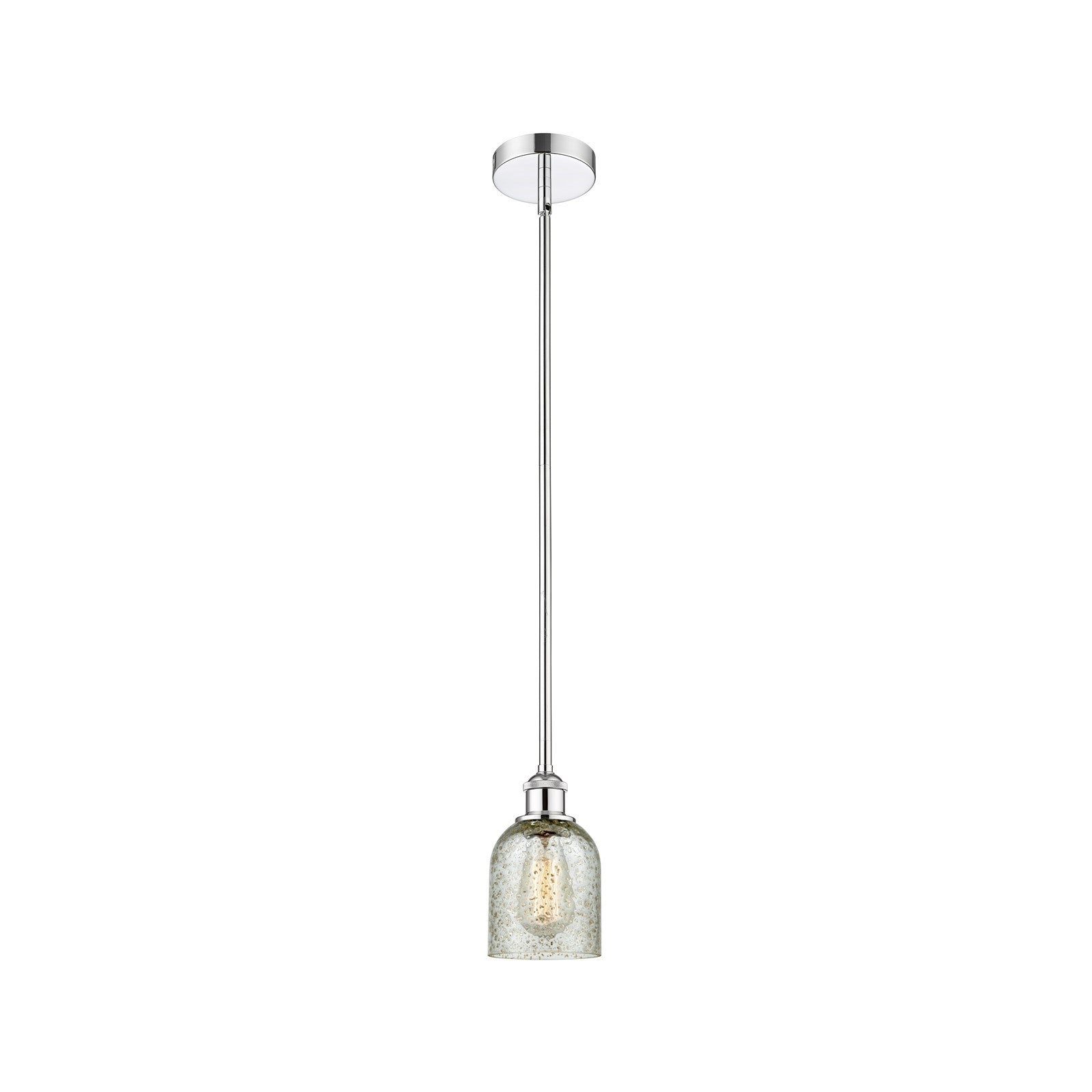 Innovations Lighting Caledonia 5in 1-Light Mini Pendant | Industrial Polished Chrome and Mica Glass | Kitchen Island & Dining Room | Model 616-1S-PC-G259