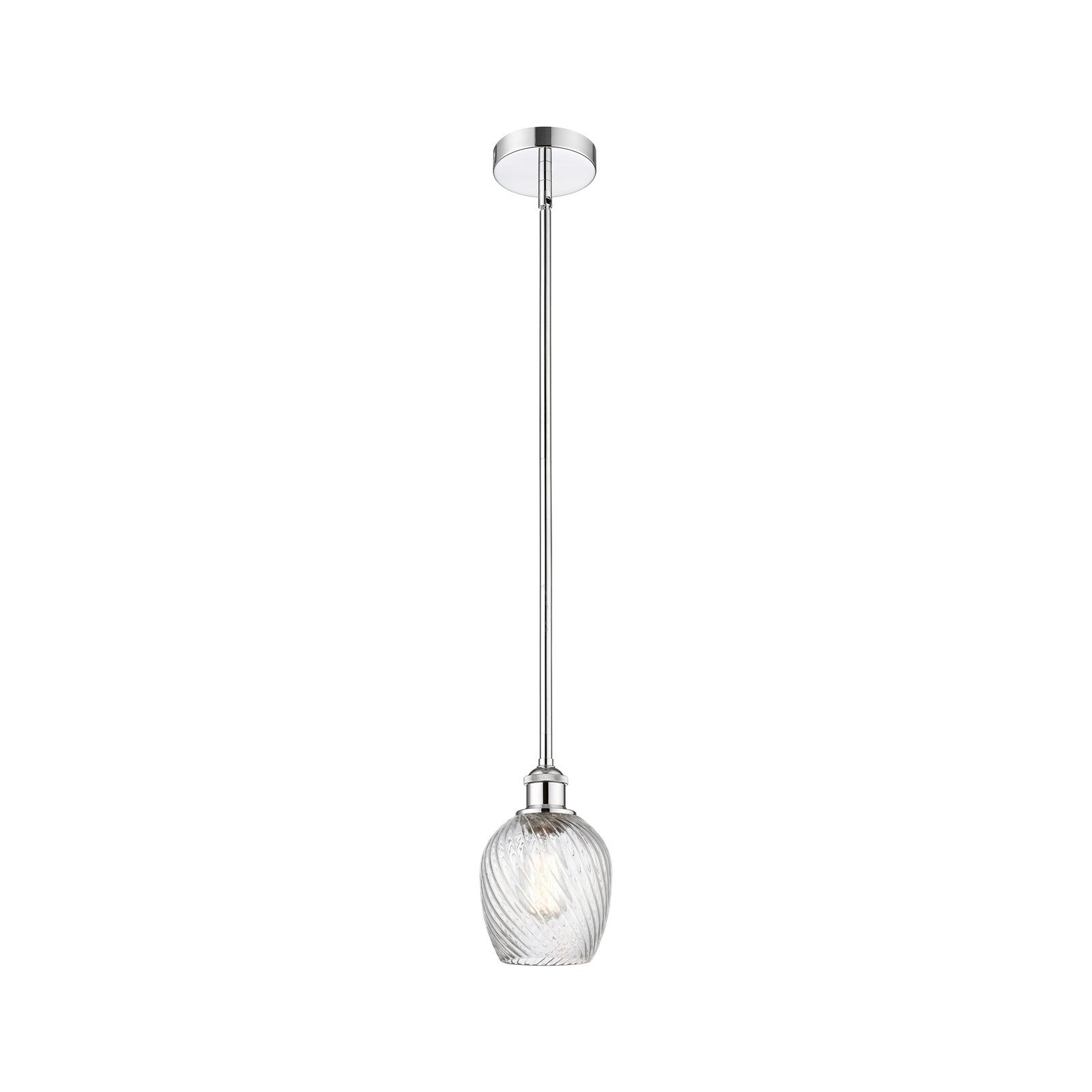 Innovations Salina 6in 1-Light Mini Pendant | Industrial Polished Chrome Steel and Clear Spiral Fluted Glass | Kitchen Island & | Model 616-1S-PC-G292