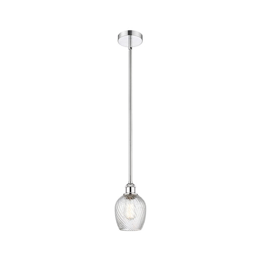 Innovations Lighting Salina 6in 1-Light Mini Pendant | Industrial Polished Chrome and Clear Spiral Fluted Glass | Kitchen | Model 616-1S-PC-G292-LED