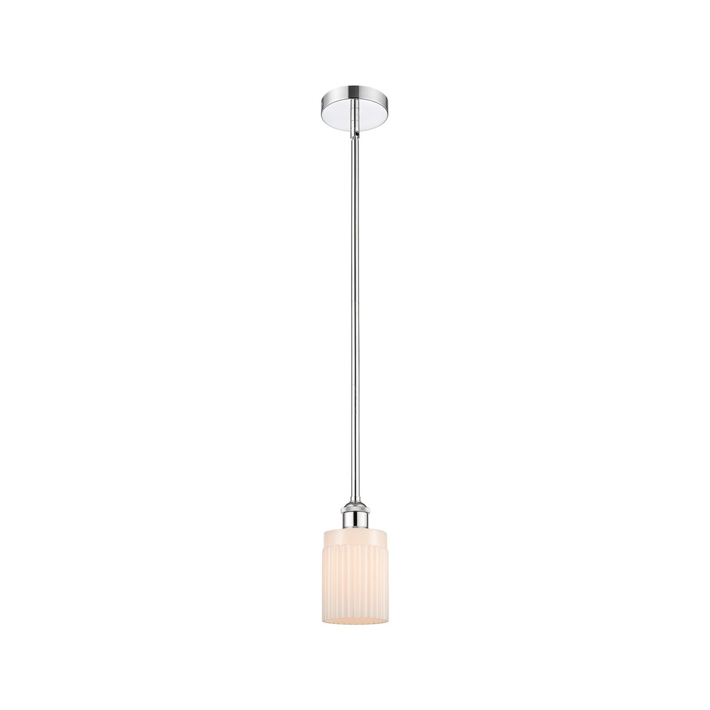 Innovations Hadley 4.5in 1-Light Mini Pendant | Art Nouveau Polished Chrome and Matte White Ribbed Glass | Kitchen Island & Dining | Model 616-1S-PC-G341