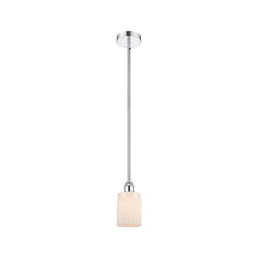 Innovations Hadley 4.5in 1-Light Mini Pendant | Art Nouveau Polished Chrome and Matte White Ribbed Glass | Kitchen Island & | Model 616-1S-PC-G341-LED