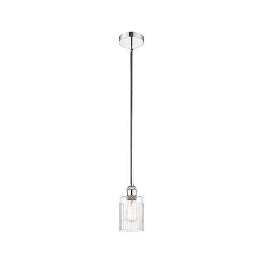 Innovations Hadley 4.5in 1-Light Mini Pendant | Art Nouveau Polished Chrome Steel and Clear Ribbed Glass | Kitchen Island & | Model 616-1S-PC-G342-LED