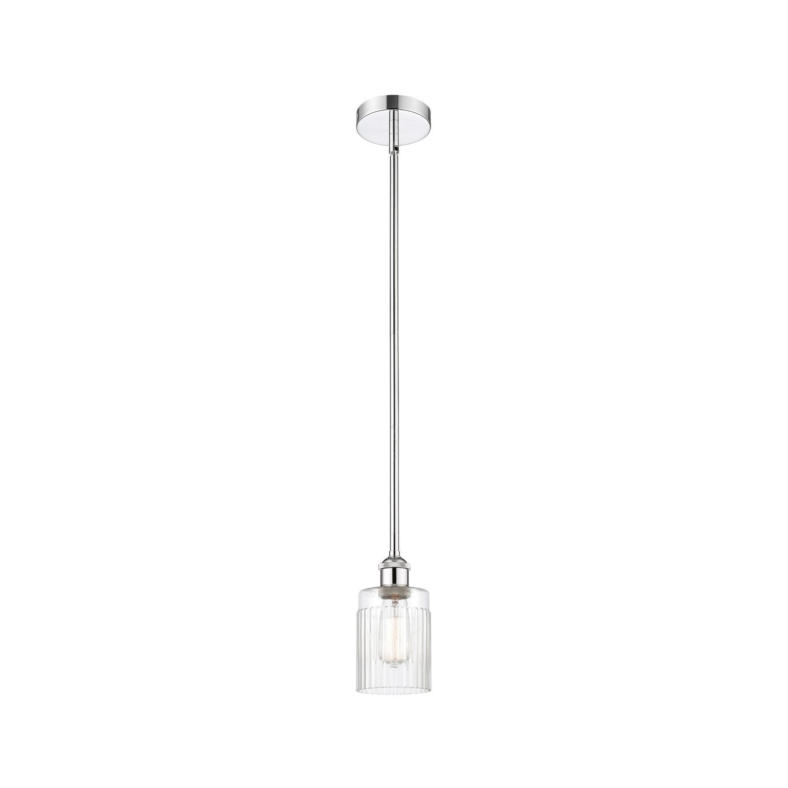Innovations Hadley 4.5in 1-Light Mini Pendant | Art Nouveau Polished Chrome Steel and Clear Ribbed Glass | Kitchen Island & | Model 616-1S-PC-G342-LED