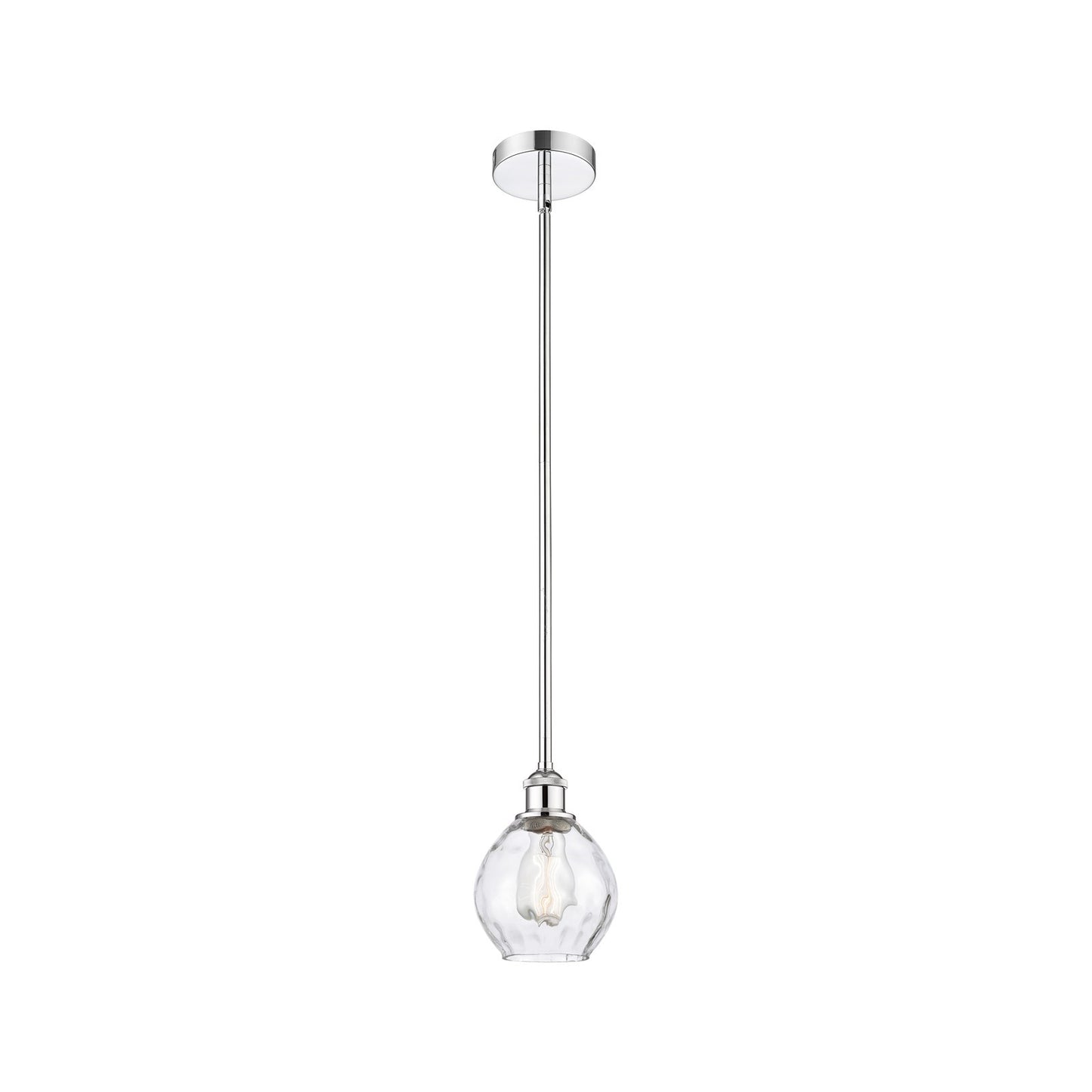 Innovations Waverly 6in 1-Light Mini Pendant | Industrial Polished Chrome Steel and Clear Water Glass | Kitchen Island & Dining | Model 616-1S-PC-G362
