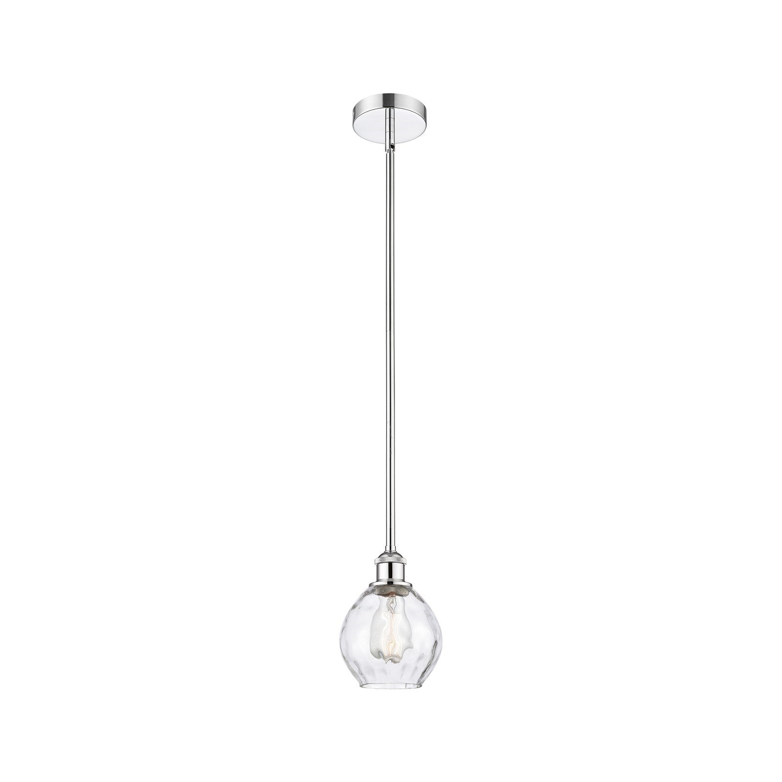 Innovations Waverly 6in 1-Light Mini Pendant | Industrial Polished Chrome Steel and Clear Water Glass | Kitchen Island & Dining | Model 616-1S-PC-G362-LED
