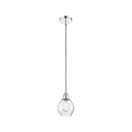 Innovations Waverly 6in 1-Light Mini Pendant | Industrial Polished Chrome Steel and Clear Water Glass | Kitchen Island & Dining | Model 616-1S-PC-G362-LED
