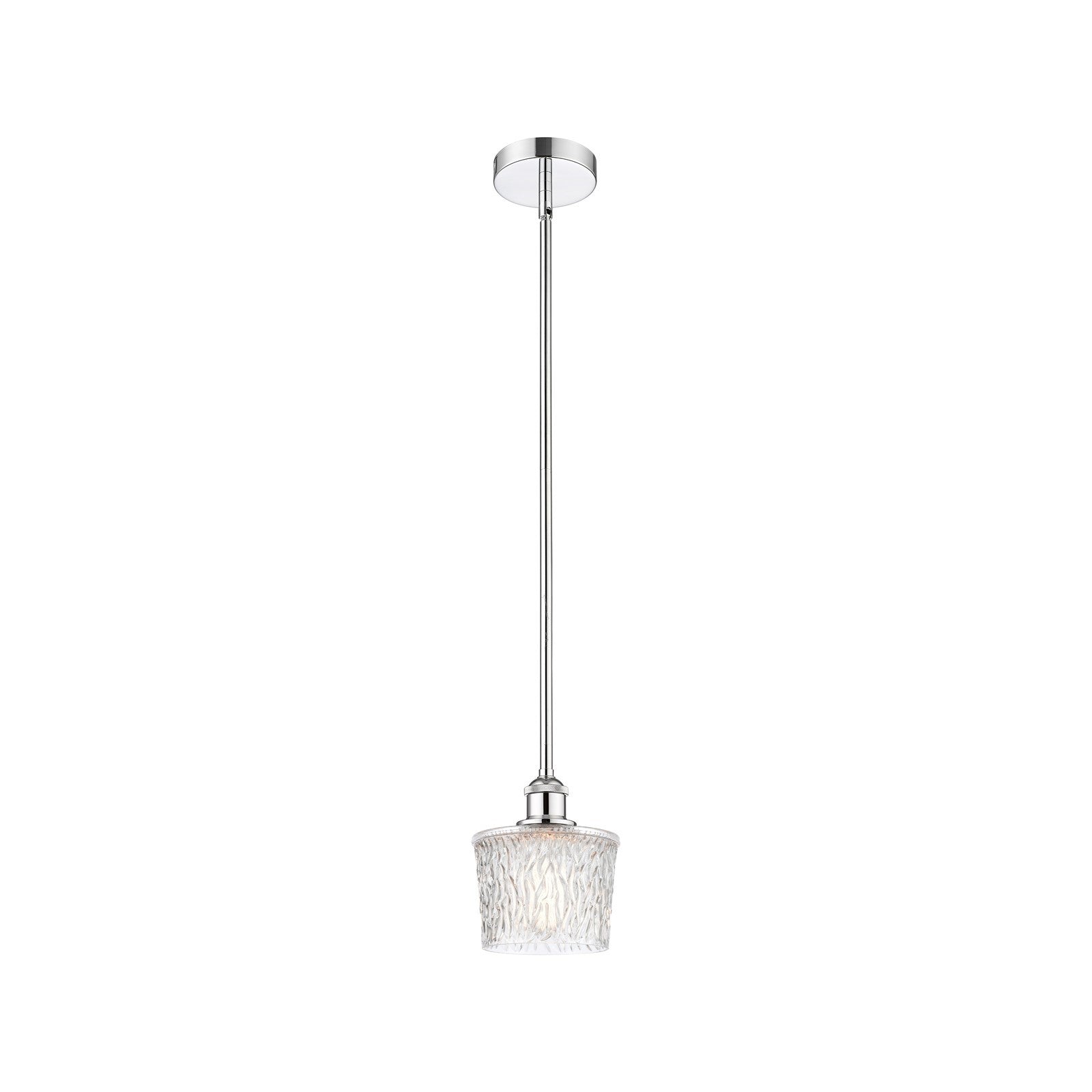 Innovations Niagara 7in 1-Light Mini Pendant | Industrial Polished Chrome Steel and Clear Textured Glass | Kitchen Island & | Model 616-1S-PC-G402-LED