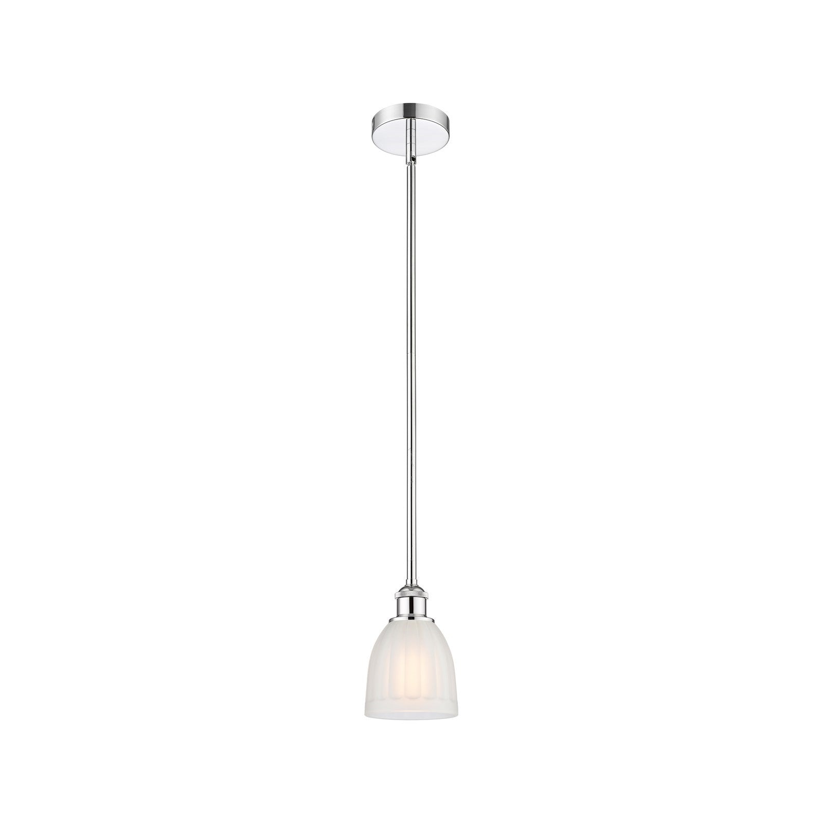Innovations Brookfield 6in 1-Light Mini Pendant | Industrial Polished Chrome Steel and White Frosted Ribbed Glass | Kitchen | Model 616-1S-PC-G441-LED