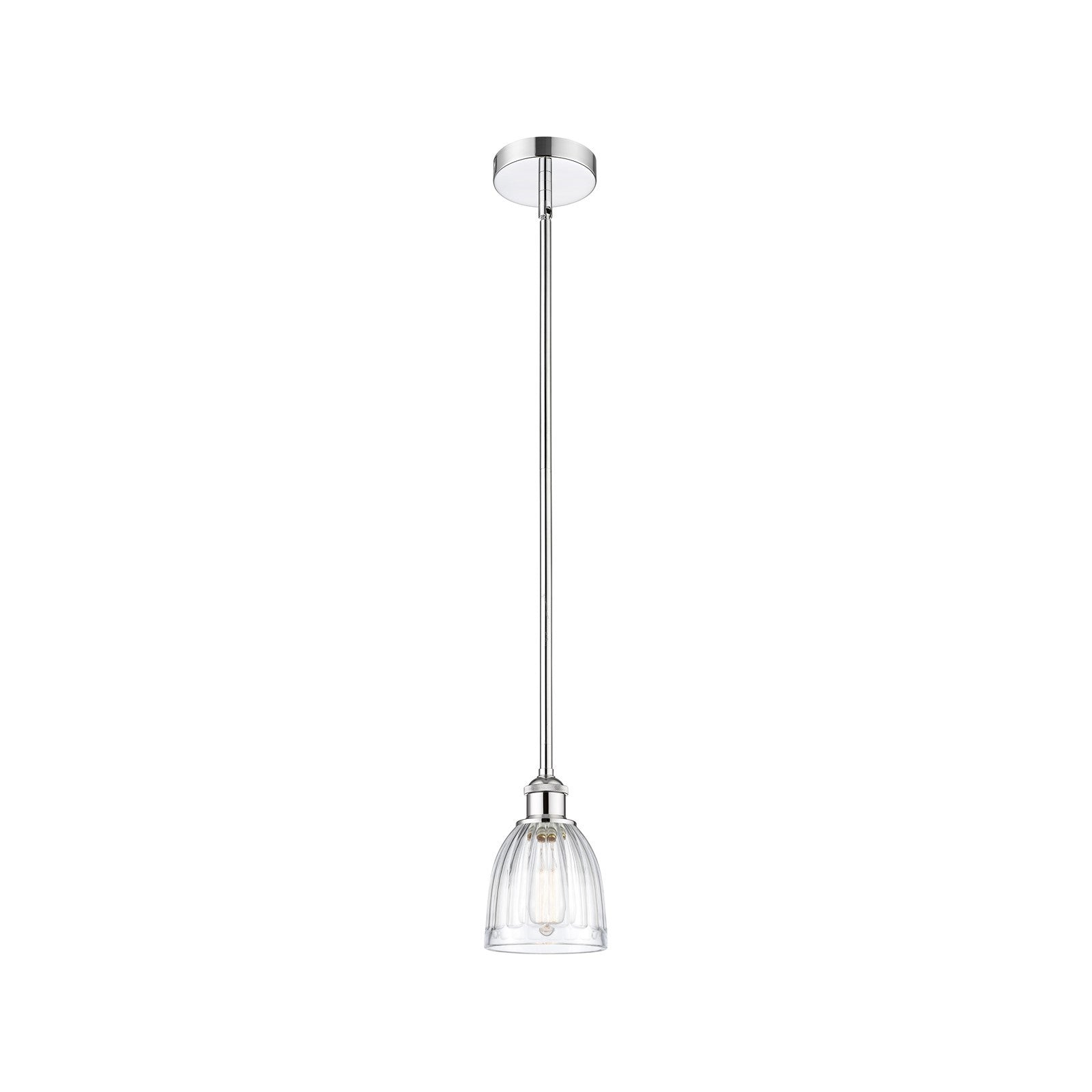 Innovations Brookfield 6in 1-Light Mini Pendant | Industrial Polished Chrome and Clear Ribbed Glass | Kitchen Island & Dining Room | Model 616-1S-PC-G442