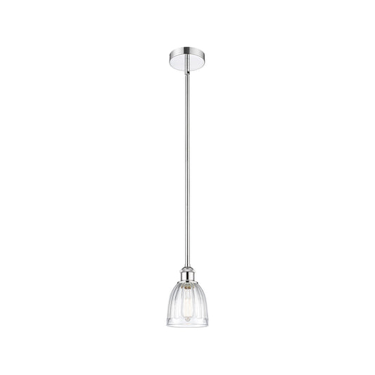 Innovations Brookfield 6in 1-Light Mini Pendant | Industrial Polished Chrome and Clear Ribbed Glass | Kitchen Island & Dining Room | Model 616-1S-PC-G442