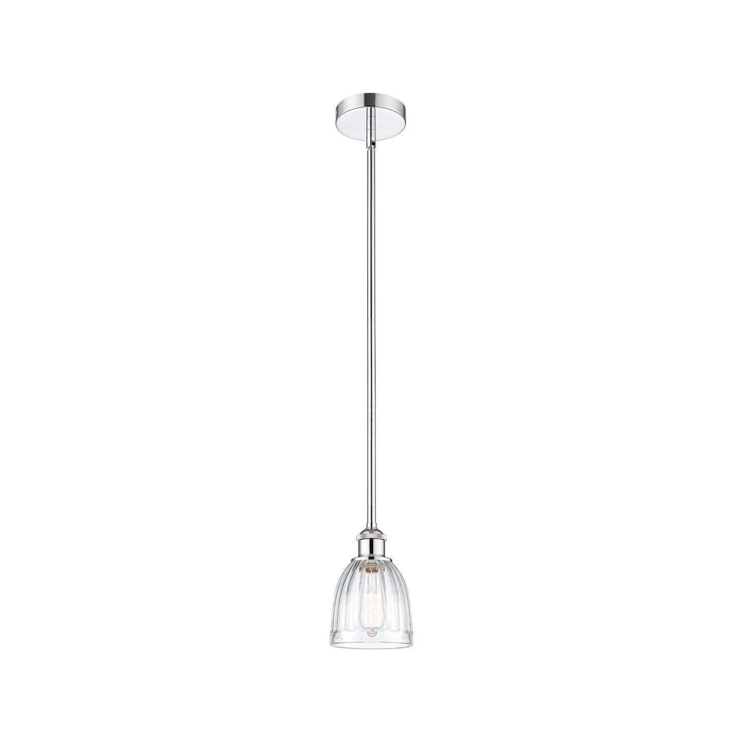 Innovations Brookfield 6in 1-Light Mini Pendant | Industrial Polished Chrome and Clear Ribbed Glass | Kitchen Island & Dining Room | Model 616-1S-PC-G442