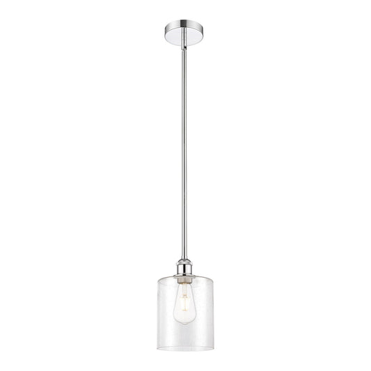 Innovations Paladin 7in 1-Light Mini Pendant | Farmhouse Polished Chrome Steel and Seedy Glass Cylinder | Kitchen Island & | Model 616-1S-PC-G4424-7