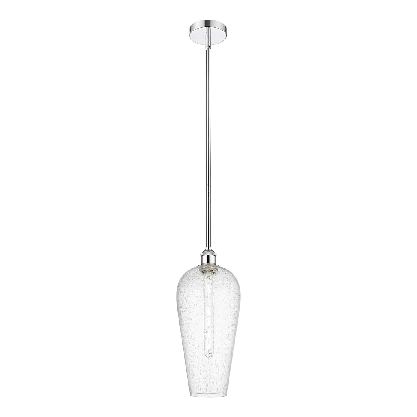 Innovations Chelsea 8in 1-Light Mini Pendant | Industrial Polished Chrome and Matte Black Seedy Glass | Kitchen Island & | Model 616-1S-PC-G456-8SDY