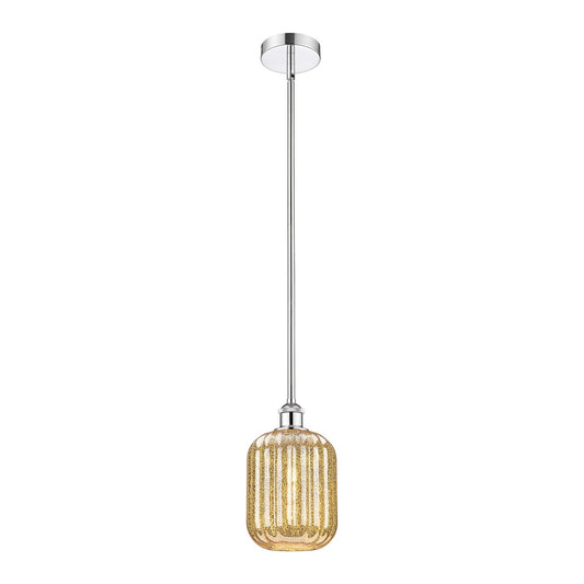 Innovations Preston Cylinder 6.75in 1-Light Mini Pendant | Industrial Polished Chrome Steel and Mercury Glass | Kitchen Island | Model 616-1S-PC-G460-7ME