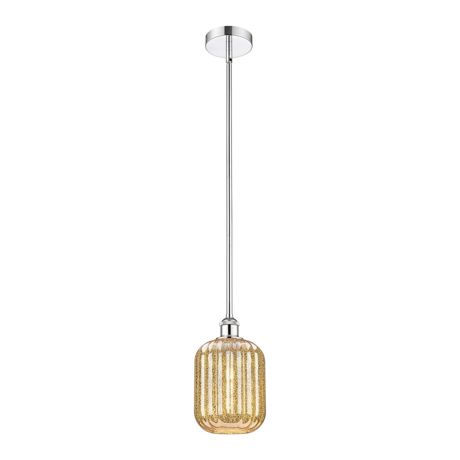 Innovations Preston Cylinder 6.75in 1-Light Mini Pendant | Industrial Polished Chrome Steel and Mercury Glass | Kitchen Island | Model 616-1S-PC-G460-7ME