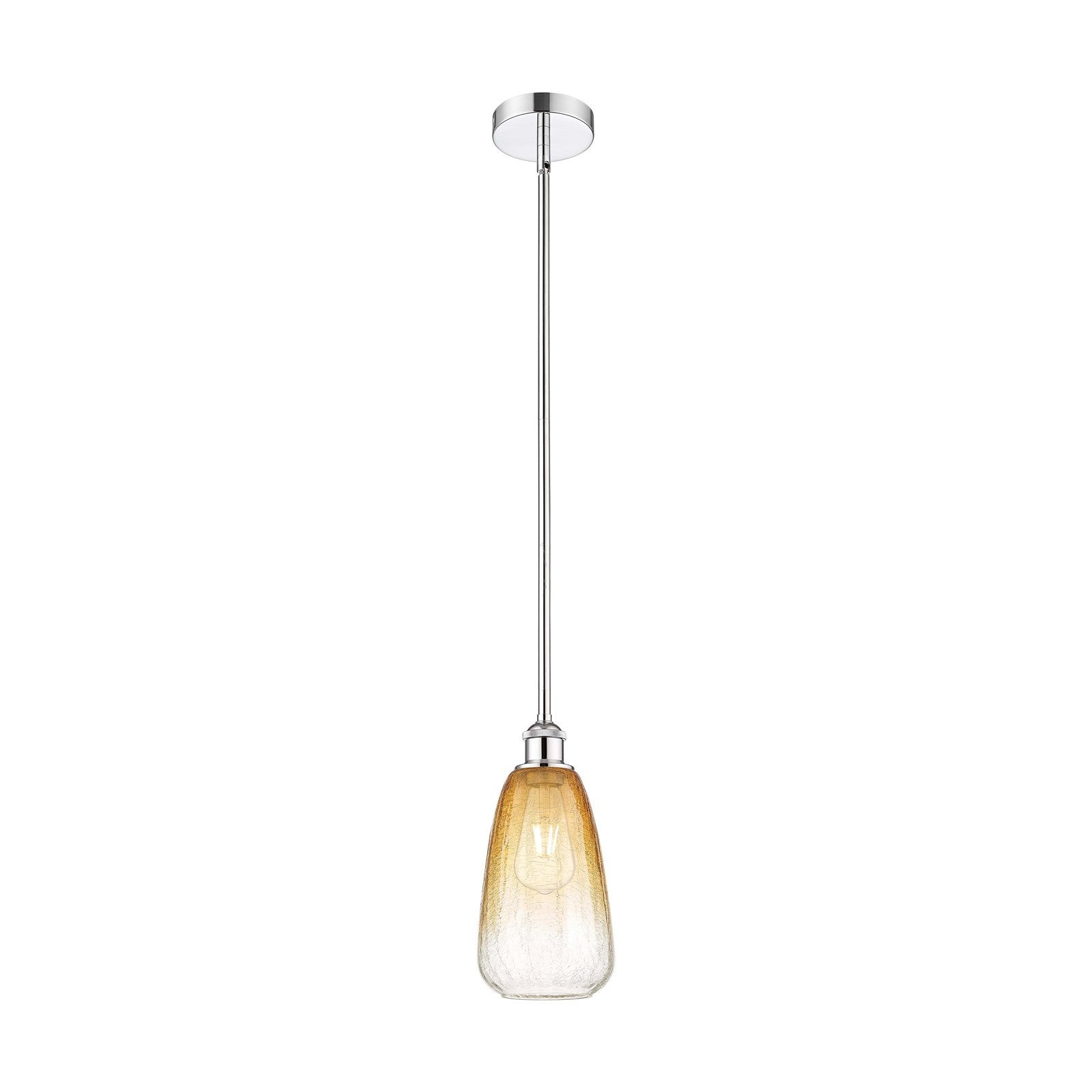Innovations Brookhaven Almond 6in 1-Light Mini Pendant | Industrial Polished Chrome Steel and Amber Glass | Kitchen Island & | Model 616-1S-PC-G480-6AM