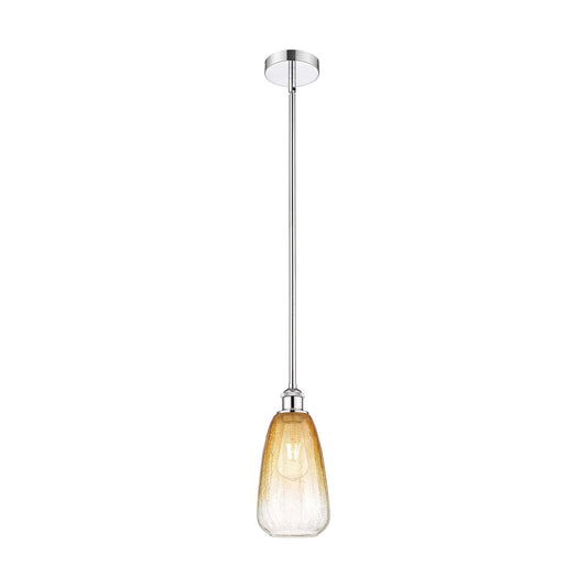 Innovations Brookhaven Almond 6in 1-Light Mini Pendant | Industrial Polished Chrome Steel and Amber Glass | Kitchen Island & | Model 616-1S-PC-G480-6AM