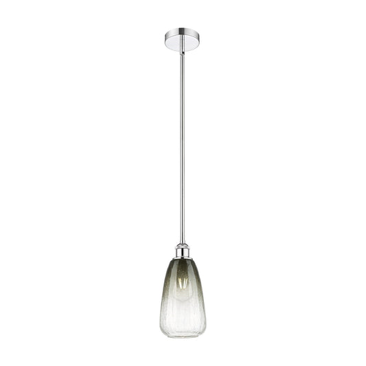 Innovations Brookhaven Almond 6in 1-Light Mini Pendant | Industrial Polished Chrome and Matte Black Glass | Kitchen Island & | Model 616-1S-PC-G480-6SL