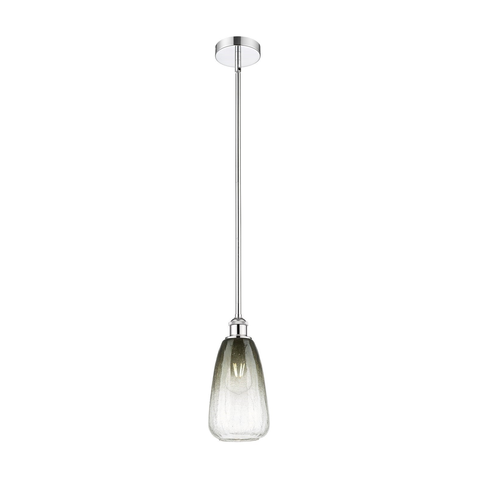 Innovations Brookhaven Almond 6in 1-Light Mini Pendant | Industrial Polished Chrome and Matte Black Glass | Kitchen Island & | Model 616-1S-PC-G480-6SL