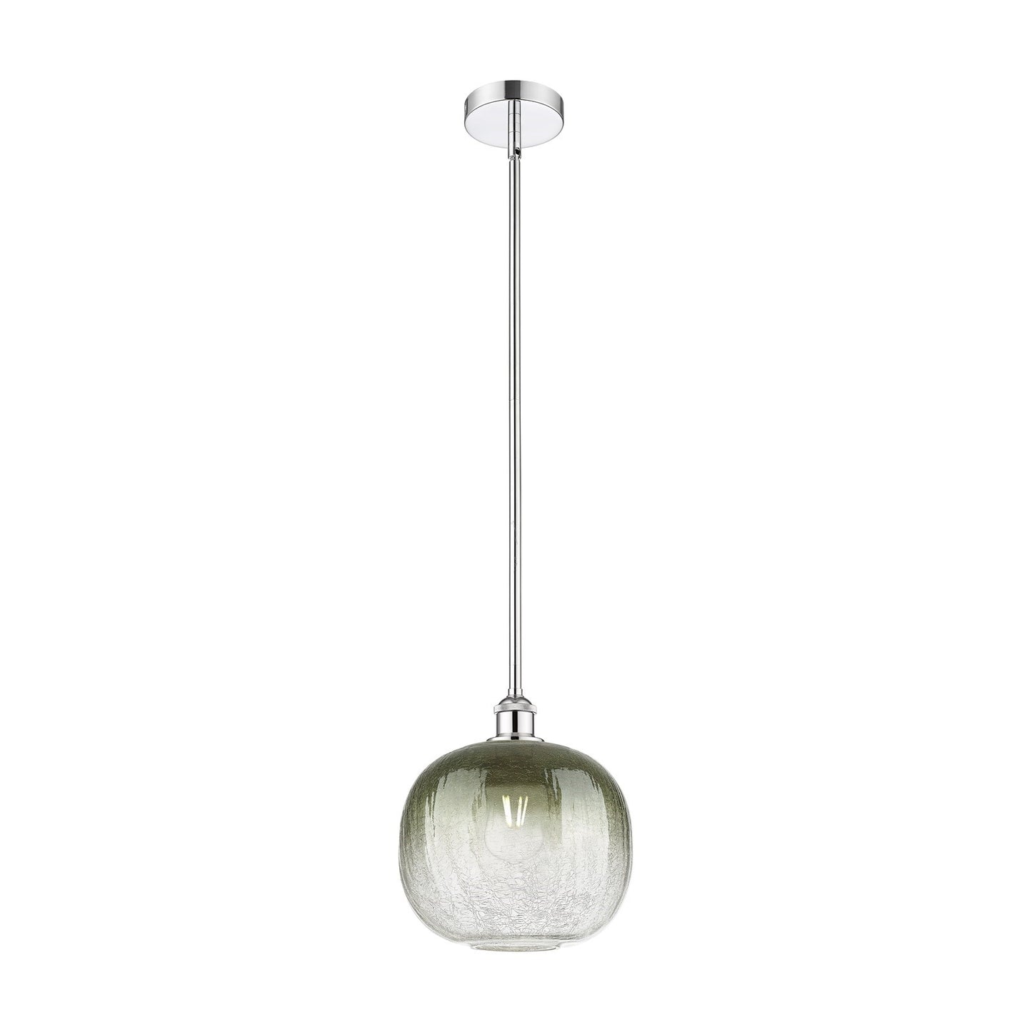 Innovations Brookhaven Sphere 10.5in 1-Light Mini Pendant | Industrial Polished Chrome and Matte Black Glass | Kitchen Island | Model 616-1S-PC-G481-10SL