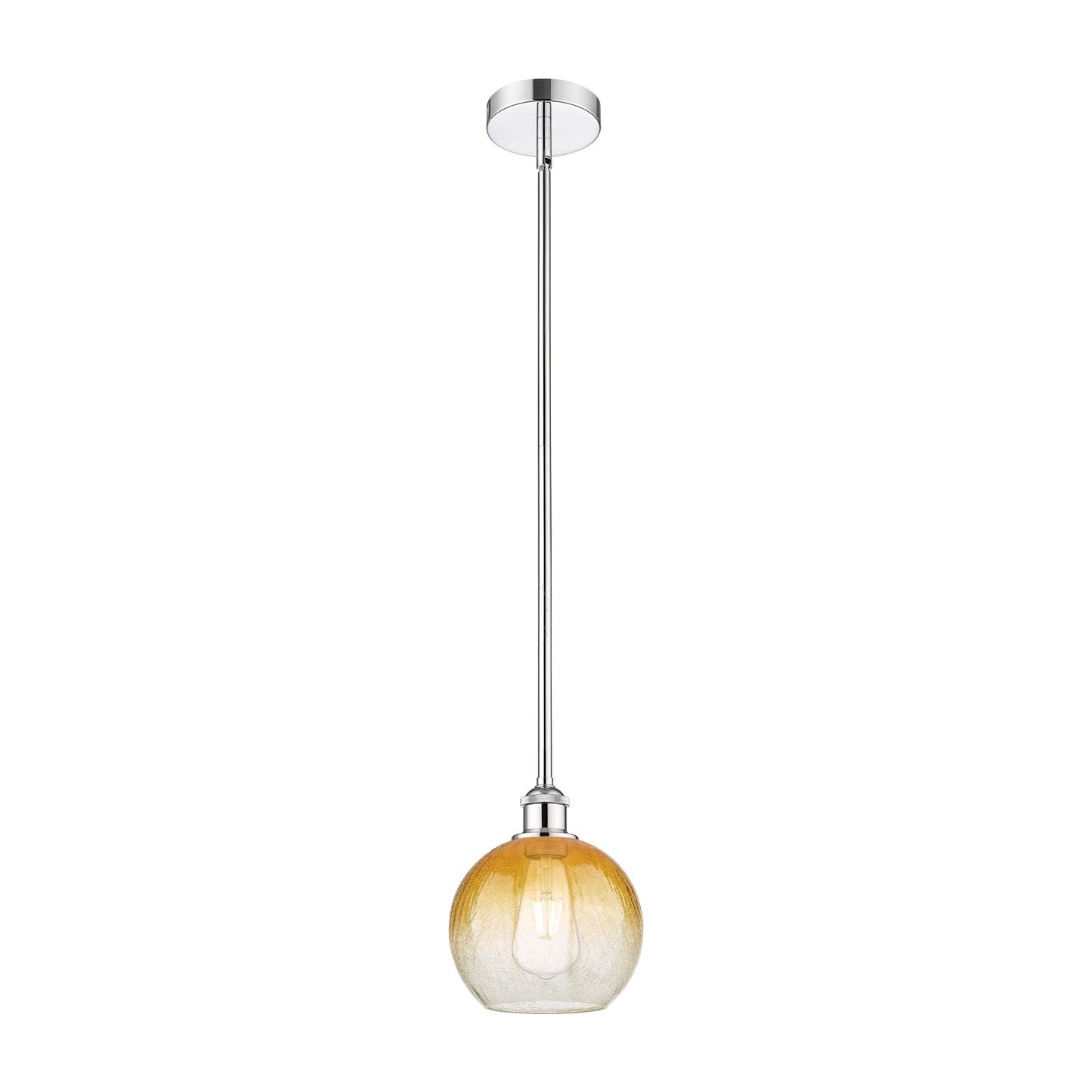 Innovations Brookhaven Globe 8in 1-Light Mini Pendant | Industrial Polished Chrome and Amber Glass | Kitchen Island & Dining | Model 616-1S-PC-G483-8AM