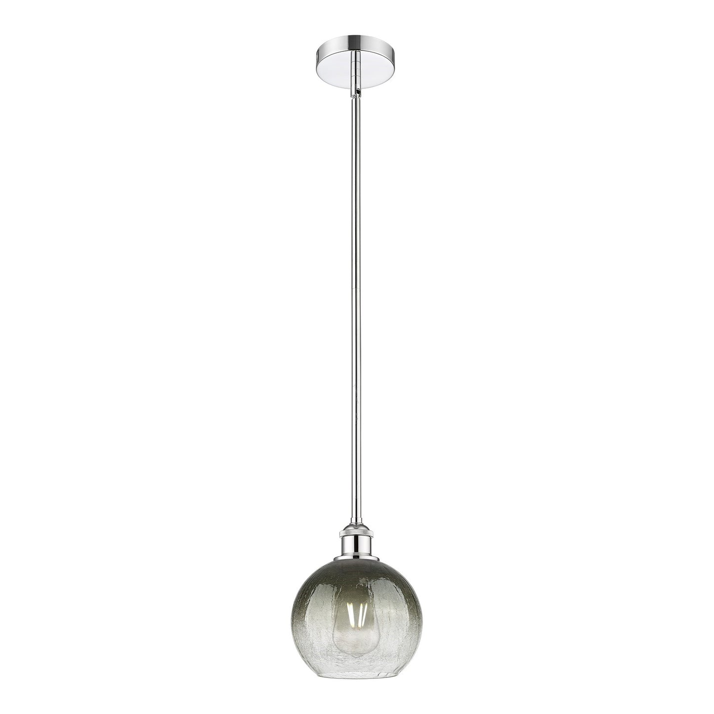 Innovations Brookhaven Globe 8in 1-Light Mini Pendant | Industrial Polished Chrome Steel and Matte Black Glass | Kitchen Island | Model 616-1S-PC-G483-8SL