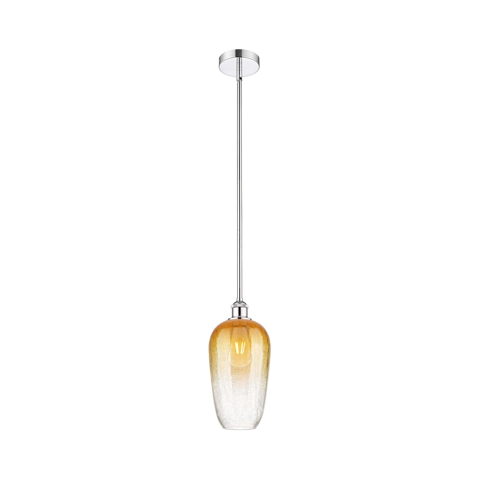 Innovations Brookhaven Flute 7in 1-Light Mini Pendant | Industrial Polished Chrome Steel and Amber Glass | Kitchen Island & | Model 616-1S-PC-G484-7AM